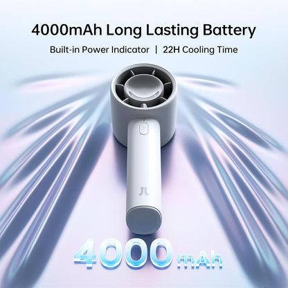 JISULIFE Portable Handheld Fan, 4000mAh Rechargeable Mini,Up to 22 Hours Cooling,5 Speed Strong Wind, Handheld Personal Fan for Travel Outdoor Camping Beach Makeup（Gray）