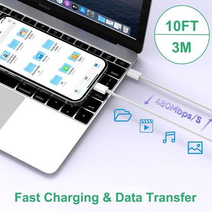 iPhone 16 15 Charger Fast Charging,3Pack 20W Fast Charging USB C Charger with 10Foot Long Type C to C Cable Cord TypeC Block Brick for iPhone 16e/16/16 Pro/16 Plus/16 Pro Max/15 Pro,iPad Air/Pro/Mini