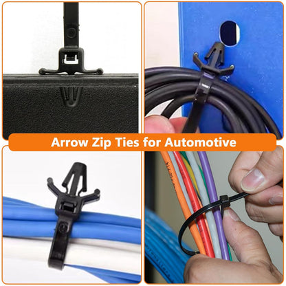 110Pcs Nylon Universal Cable Tie Buckle, Wire Loom Clips for Car Push Mount Zip Ties Assorted Sizes 6+8 Inch, Zip Tie Mount Automotive Fuel Line Wire Holder for Car Zip Tie Automotive Wiring Clip