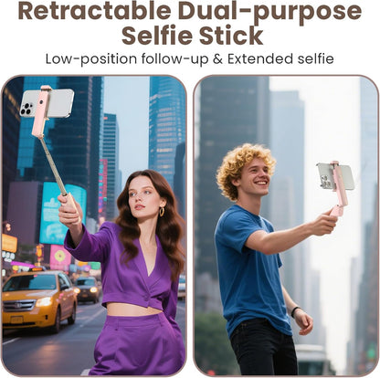 MQOUNY Phone Tripod, Portable Selfie Stick with Remote,Pocket Size Selfie Stick for iphone，Mini Travel Compact Phones Selfie Sticks with Phone Holder for Content Creation/Vlog/Video Record/Live Stream