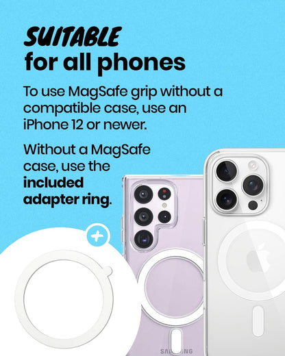 Solid Color Button Phone Grip – Minimalist Design, Durable and Lightweight, Grip and Stand for Smartphones (White, Magnetic Type)