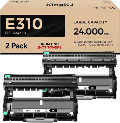 E310 E310dw Drum Unit(Not Toner)Black 2-Pack High-Yield Replacement for Dell P7RMX PVTHG 593-BBKD Image-Drum Compatible for Dell E310dw E514dw E515dn E515dw E310 E514 E515 Laser Printer Ink All-in-One