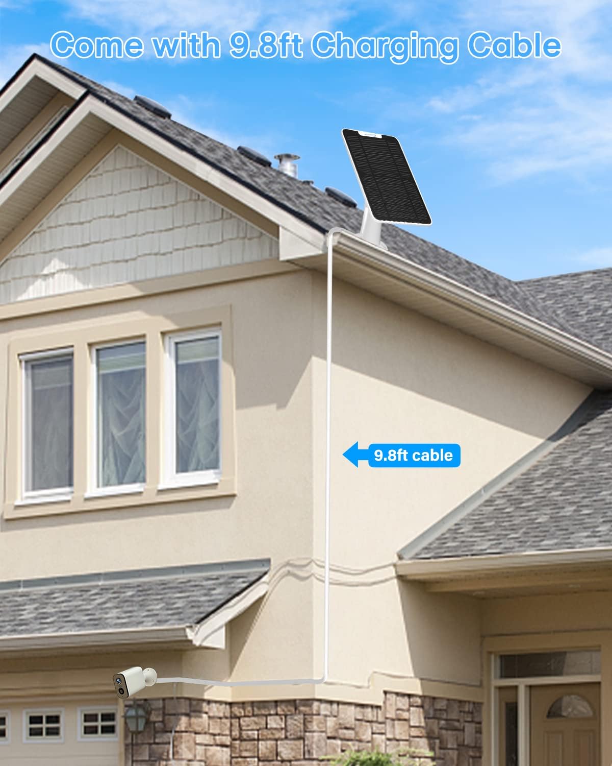 6W Solar Panel Charger Compatible with Arlo Ultra/Ultra 2/Pro 3/Pro 4/Pro 3 Floodlight Security Camera, Solar Panels Charging IP65 Weatherproof w/ 9.8ft Charging Cable Adjustable Wall Mount, 3 Pack