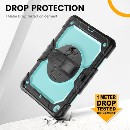 Timecity Case for iPad 9th/ 8th/ 7th Generation 10.2 inch - Heavy Duty Protective Cover with Screen Protector, Rotating Stand, Shoulder Strap & Pencil Holder | Kids-Friendly (Blue)