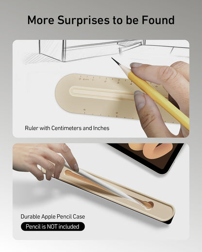 3 in 1 Silicone Laptop Stand, Keyboard Riser for Ergonomic Typing/Reading, Portable Laptop Cooling Stand, for Home Office School and Travel, Oval Base, Bright Beige