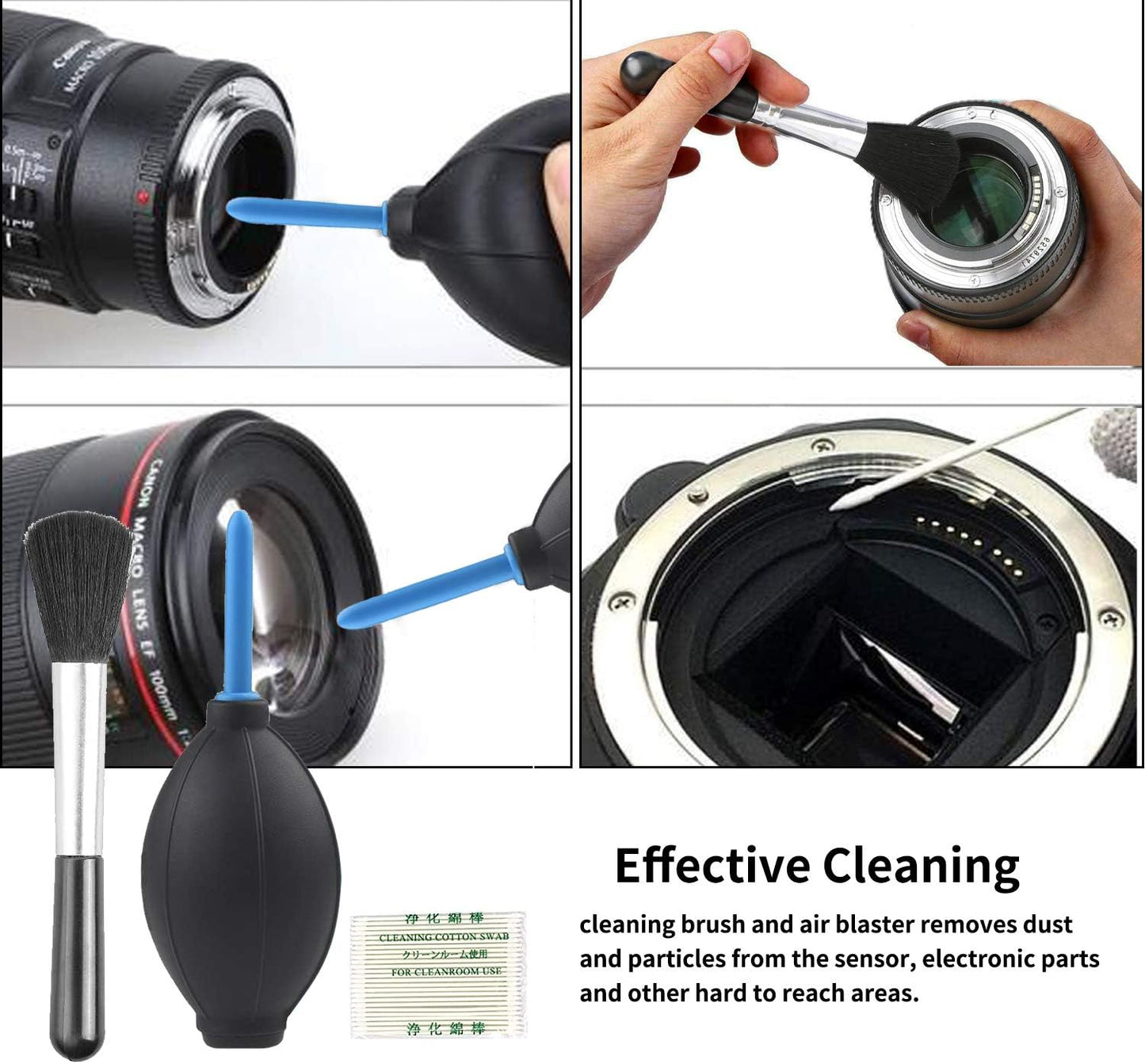 Professional DSLR Camera Cleaning Kit with APS-C Cleaning Swabs, Microfiber Cloths, Camera Cleaning Pen, for Camera Lens, Optical Lens and Digital SLR Cameras.