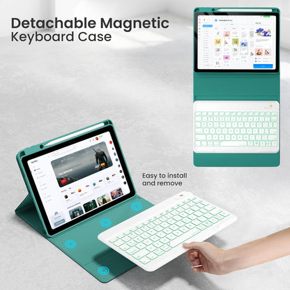Magnetic Keyboard Case for iPad Air 5th 4th Generation 10.9 inch Pro 11 1st/2nd/3rd/4th, 7 Color Backlight BT Keyboard Folio with Pencil Holder 2022 2021 2020 2018(Teal)