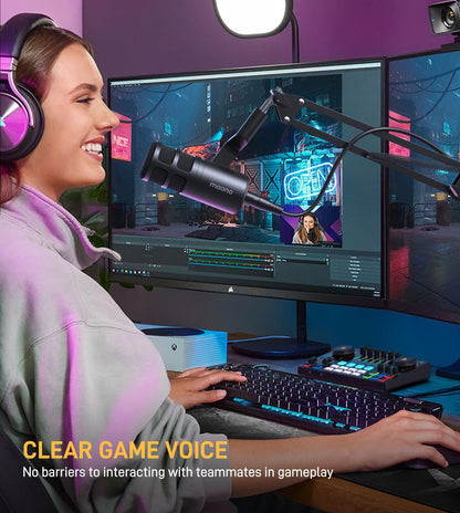 MAONO XLR Podcast Dynamic Microphone, Cardioid Studio Mic with Boom Arm for Vocal Recording,Streaming,Gaming, Voice Isolation Technology, Metal Mic, Works for Audio Interface, Mixer-PD100S