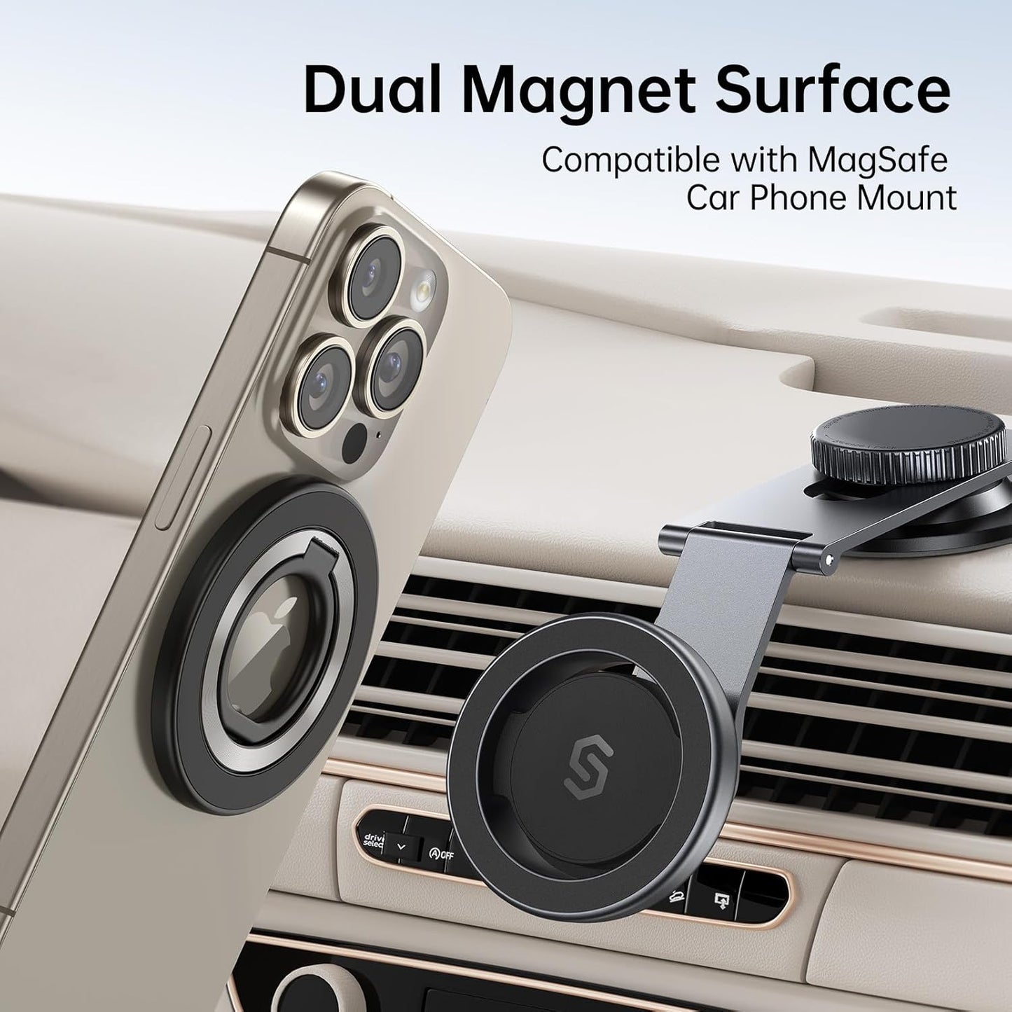 Syncwire Magnetic Phone Ring Holder for MagSafe, Magnetic Ring Holder Cell Phone Grip Stand Finger Ring Kickstand with Two-Sided Magnetic Compatible iPhone 16 Pro Max 15 14 13 12 Android - Titanium