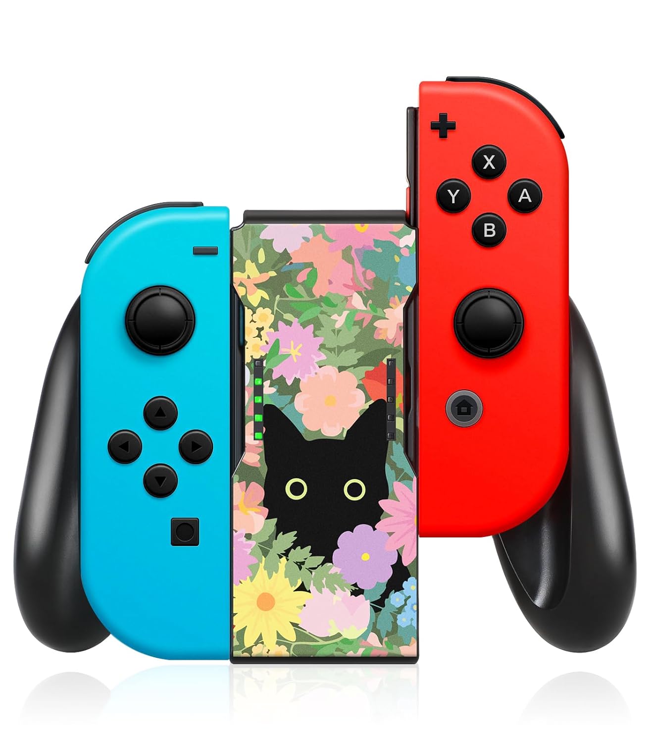 Lotadilo Joy-Con Grip for Nintendo Switch/Switch Oled - JoyCon Comfort Hand Grips Controller for Women Girls Teen Boys Cute Cartoon Design, Cat Flower