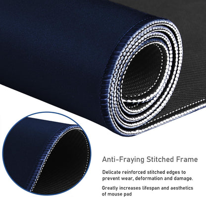 Large Extended Gaming Mouse Pad with Stitched Edges, Durable Non-Slip Natural Rubber Base, Waterproof Computer Keyboard Pad Mat for Esports Pros/Gamer/Desktop/Office/Home - Dark Blue