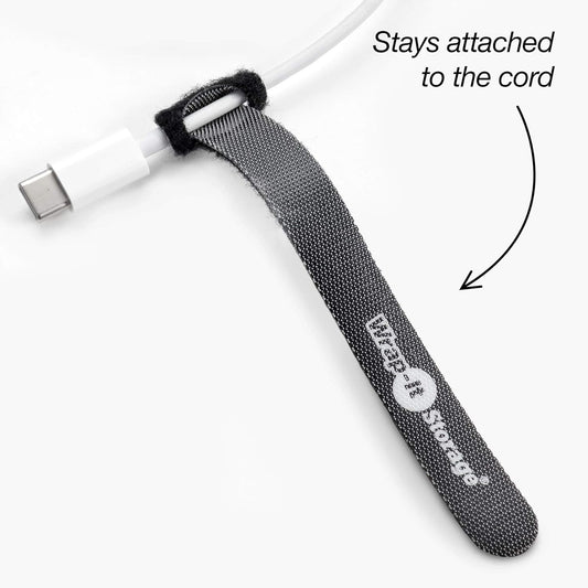 Self-Gripping Cable Ties by Wrap-It Storage, Black, 5 Inch Straps (50-pack) – Reusable Hook and Loop Cord Organizer Cable Ties for Cord Management and Desk or Office Organization
