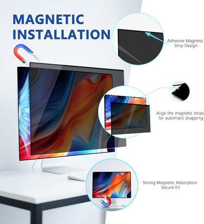 [2 Pack] 23.8 Inch Computer Privacy Screen Filter for Monitor 16:9, Magnetic Privacy Shield and Anti-Glare Blue Light Protector for 23.8'' Monitor