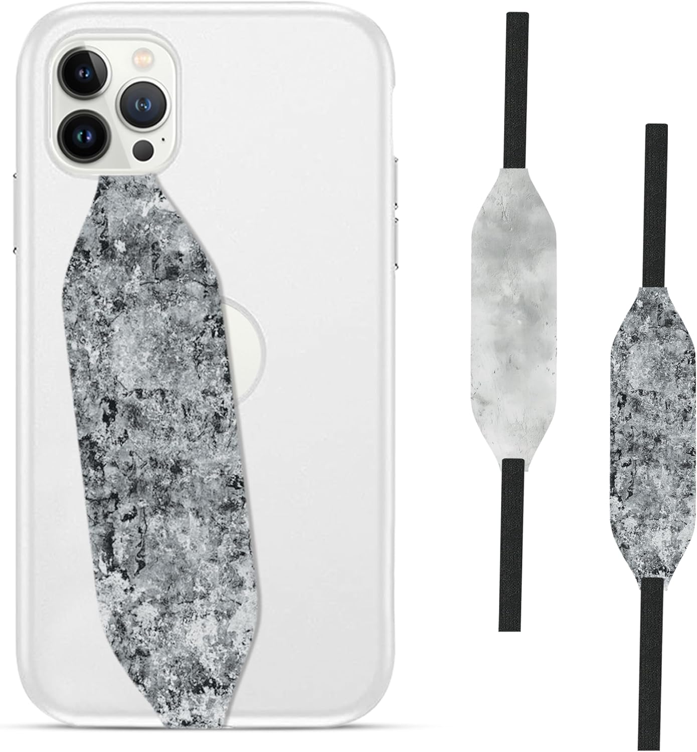 Phone Grip Strap - Pack of 2 Reversible Finger Holder for Phone Back, Customizable Anti-Slip Design, Wireless Charging Compatible Detachable Holder for iPhone - White