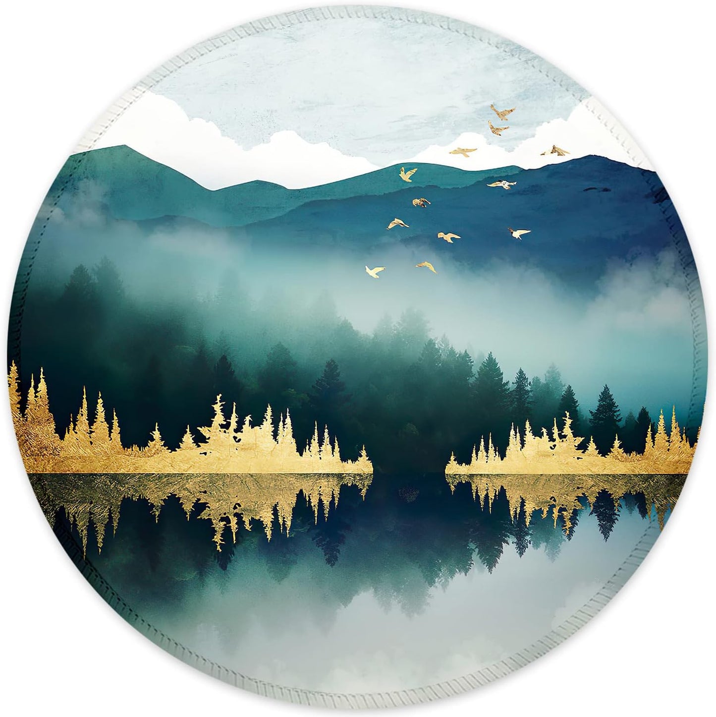 ITNRSIIET Round Mouse Pad with Stitched Edge Premium-Textured Waterproof Non-Slip Rubber Base Desktop Protection Mat Diameter 8.7 inches, Landscape Forest