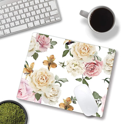 Mouse Pad, Vintage Roses Flower Floral Mouse Pad Rectangle Custom Designs, Waterproof Anti-Slip Rubber Mousepad Office Accessories Desk Decor Wireless Mouse Pads for Computers Laptop