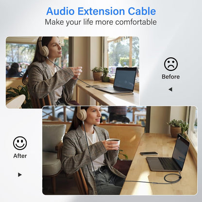 Elecan Headphone Extension Cable 2 Ft/2 Pack, 1/8 Inch 3.5 MM AUX Cord Wire Male to Female, Hi-Fi Sound Thin&Slim Braided TRS Stereo Audio Beats Cable Extender for Car,Home Stereos, Speaker,Phones