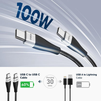 Long USB C to USB C Cable 10FT 2Pack, USB C Charger Cable 100W Fast Charging Cord Braided, Type C Cable for iPhone 16 15/15Plus/15Pro/Max, MacBook Pro/Air, iPad Pro/Air/Mini,Samsung,Pixel,Laptop