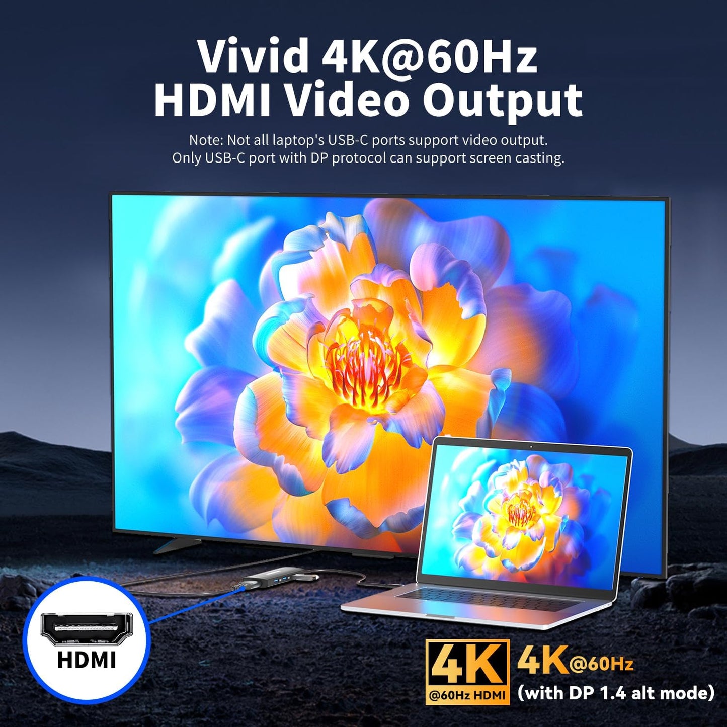 USB C Hub 8 in 1 Multiport Adapter, 3 USB 3.2 Gen 2 Ports with 10Gbps, 3 USB-A 3.0 5Gbps, 4K@60Hz HDMI, 100W PD, USBC Splitter for MacBook Pro, iPad Pro, Mac mini and More(Not Support USB-C Monitor)