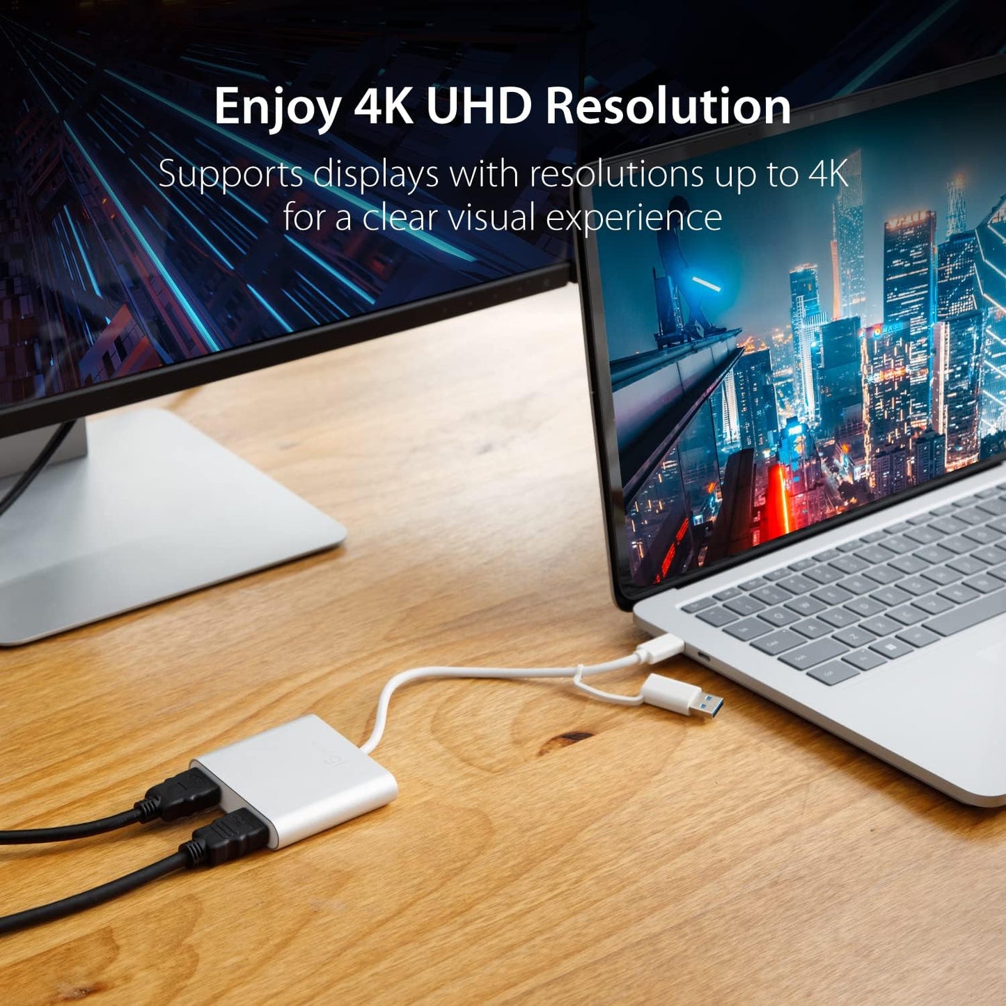 j5create USB-C to Dual HDMI Multi-Monitor Adapter with USB Type-A convertor | 4K + 2K | Compatible with Windows and Mac (JCA365)