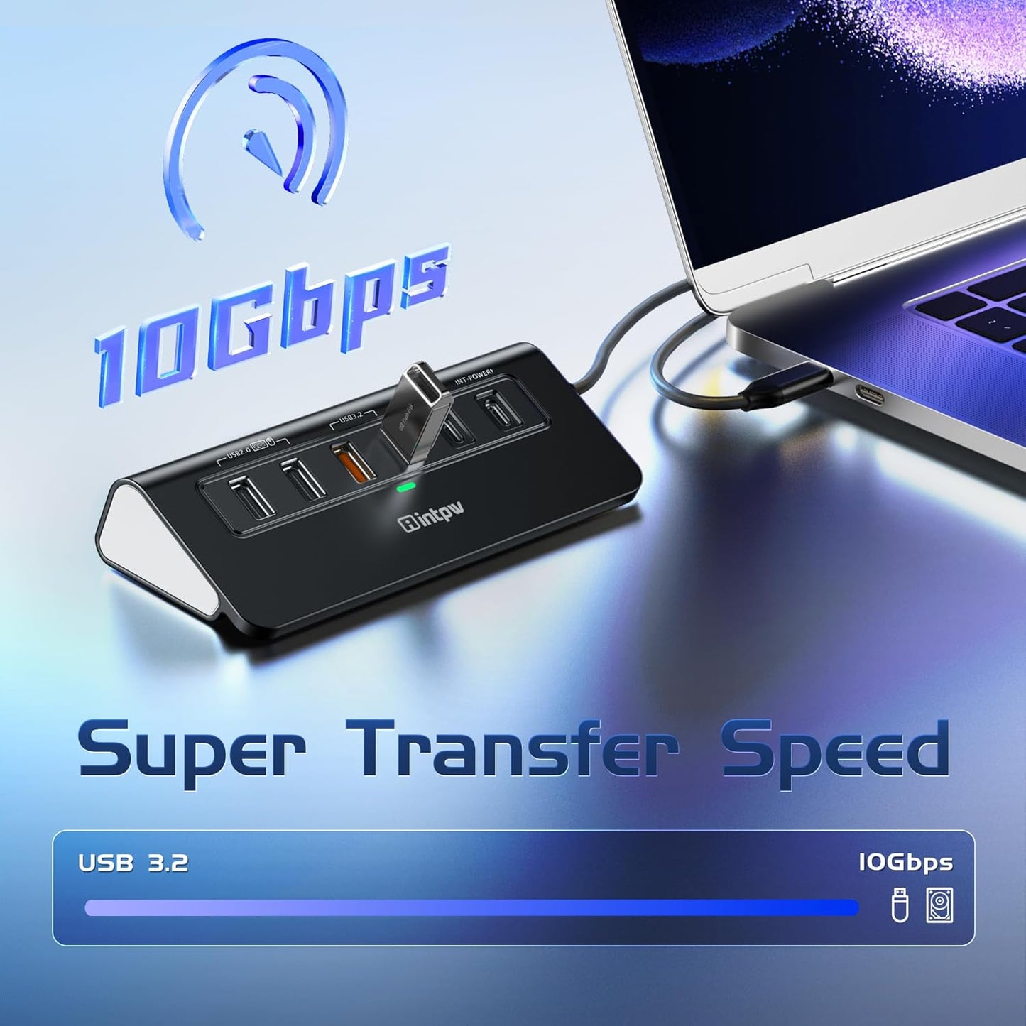 USB C Hub Ethernet, 10Gbps Laptop Docking Station 10-in-1, 4K@60Hz HDMI, 3 USB C/A 3.2 Data, LAN, 2 USB A 2.0, PD 100W, SD/TF Ports, 3.28FT Powered USB Hub for Laptop, PC, iPhone 16/15, Mac