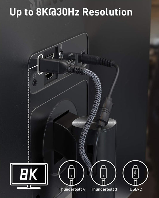 Maxonar [6.6Ft] Thunderbolt 4 Cable with 40Gbps Data Sync/240W Charging and 8K/5K@60Hz for Thunderbolt 4/3, USB4, and USB C Devices