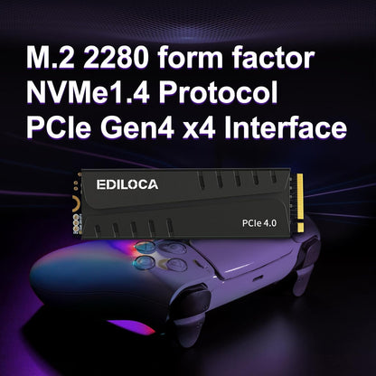 1TB PS5 SSD with Heatsink PCIe Gen4 NVMe M.2 Gaming SSD, 7400MB/s Read, 1GB DRAM Cache, 3D TLC | Internal Solid State Drive Compatible with PS5 & PC(EN855)