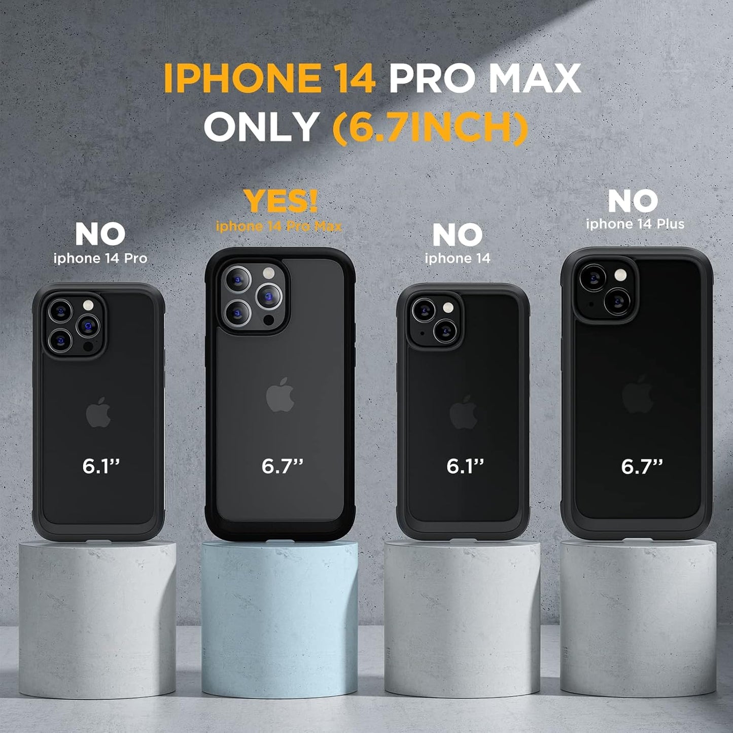 Miracase Glass Series Designed for iPhone 14 Pro Max Case 6.7 Inch, Upgrade Full-Body Bumper Case with Built-in 9H Tempered Glass Screen Protector, with Camera Lens Protector, Matte Black