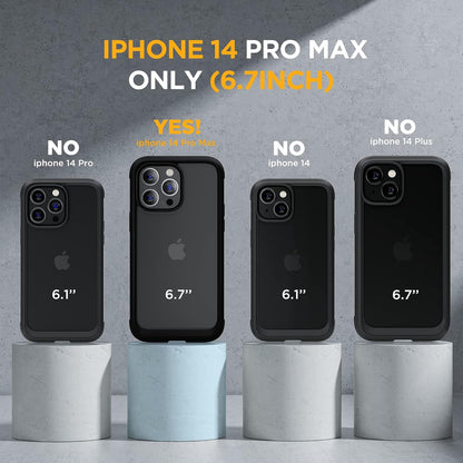 Miracase Glass Series Designed for iPhone 14 Pro Max Case 6.7 Inch, Upgrade Full-Body Bumper Case with Built-in 9H Tempered Glass Screen Protector, with Camera Lens Protector, Matte Black