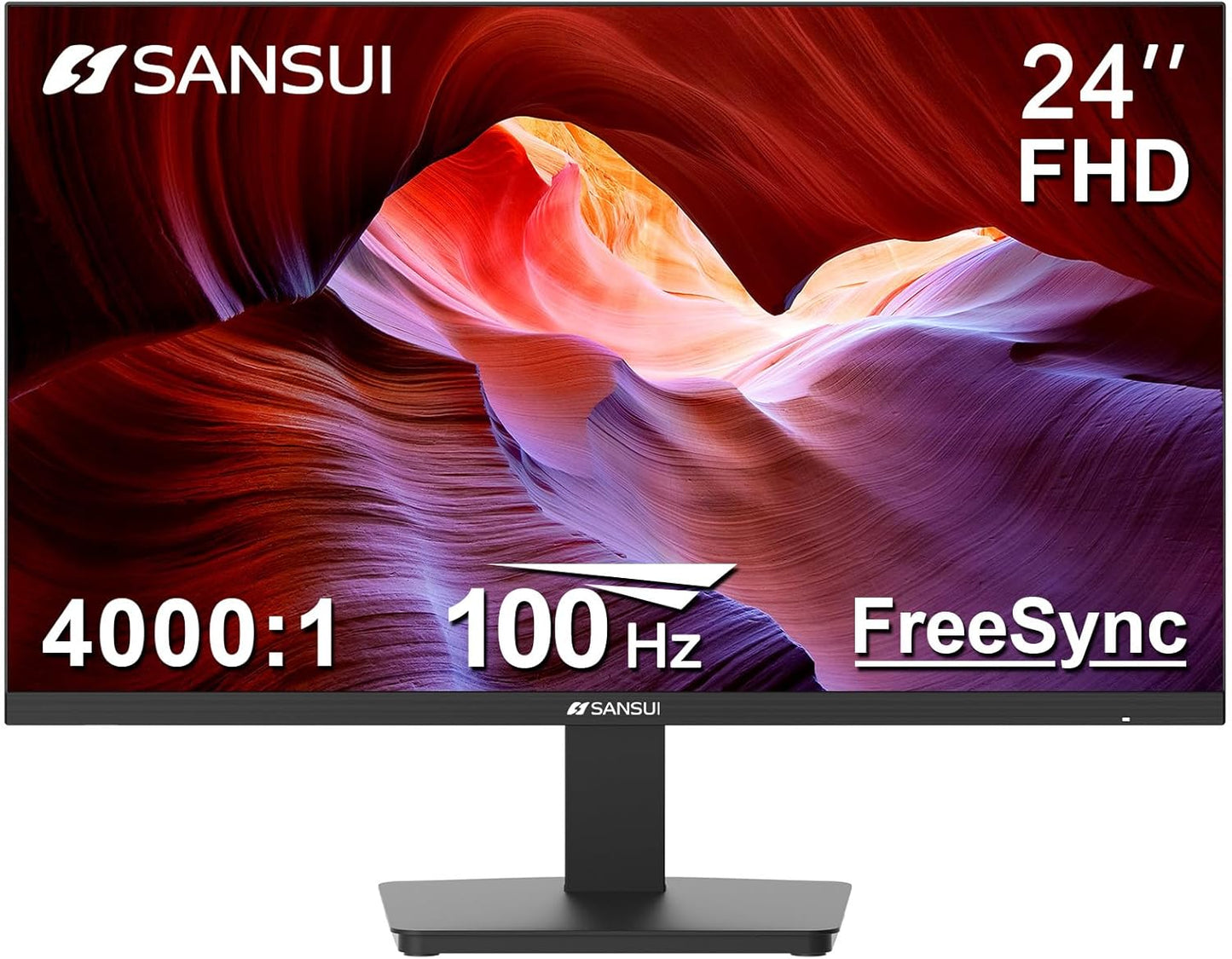SANSUI Monitor 24 Inch 100Hz PC Monitor, HDMI VGA Ports VESA Mount, FHD Computer Monitor Ultra-Slim Ergonomic Tilt Eye Care for Home Office (ES-24F2, HDMI Cable Included)