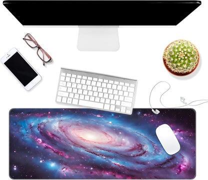 Dynippy Thin Extended Gaming Mouse Pad （31.5 * 11.8 * 0.08 inch） with Stitched Edges Large Mousepad Long XXL Keyboard and Mouse pad Desk Mat for Gaming Office & Home - Spiral Galaxy