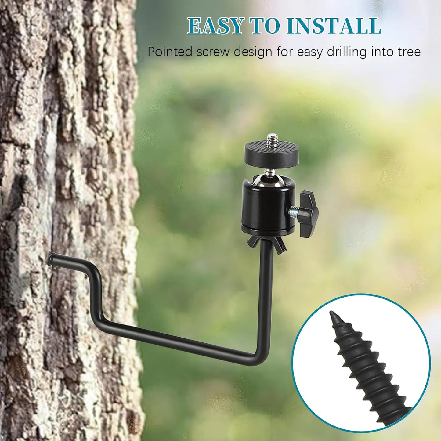 5 Pcs Trail Camera Tree Mount, Trail Camera Holder 360° Cameras Bracket for Game Cam, Hunting Accessories,Metal Security Cam Mount with 1/4 Inch Screw for Solar Panels,etc, Compact Sturdy.