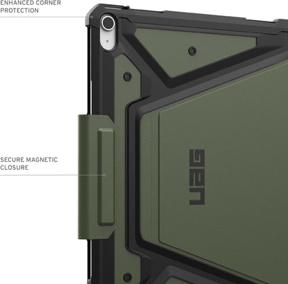 URBAN ARMOR GEAR UAG Designed for iPad Air 13" Case (1st/2nd Gen 2024-2025) M3 A3268 A3269 - Rugged Multi-Angle Viewing Folio Protective Cover w/Pencil Holder & Adjustable Stand, Metropolis SE Olive