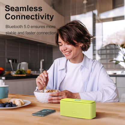 DOSS SoundBox Touch Wireless Bluetooth Speaker with 12W HD Sound and Bass, IPX5 Water-Resistant, 20H Playtime, Handsfree, Portable for Office, Home, Outdoor, Travel-Yellow