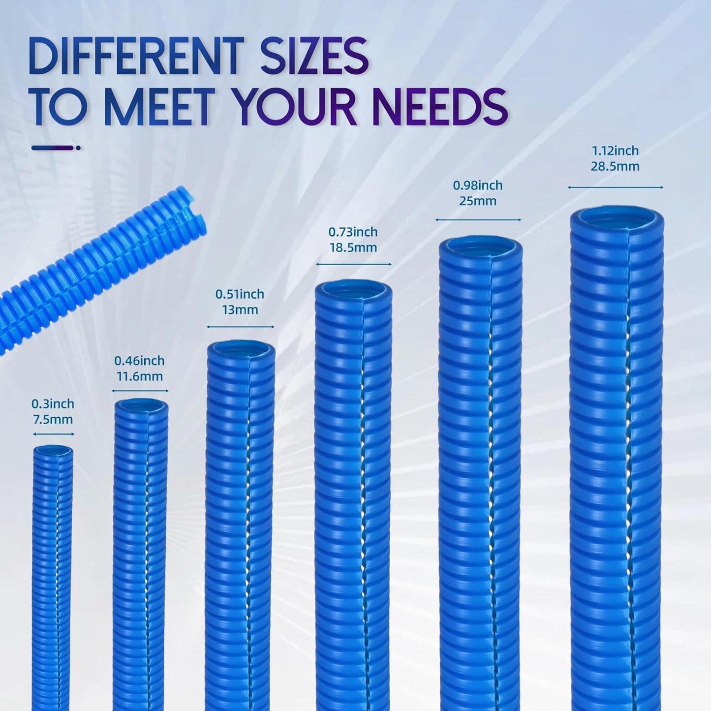 Split Wire Loom Tubing, 10,25ft Cord Protectors from Pets No Chew, Flexible Wire Covers Cord Protectors, Protective Split Cable Sleeve for Automotive Home Industrial Wires(Blue, 0.98inch-25ft)