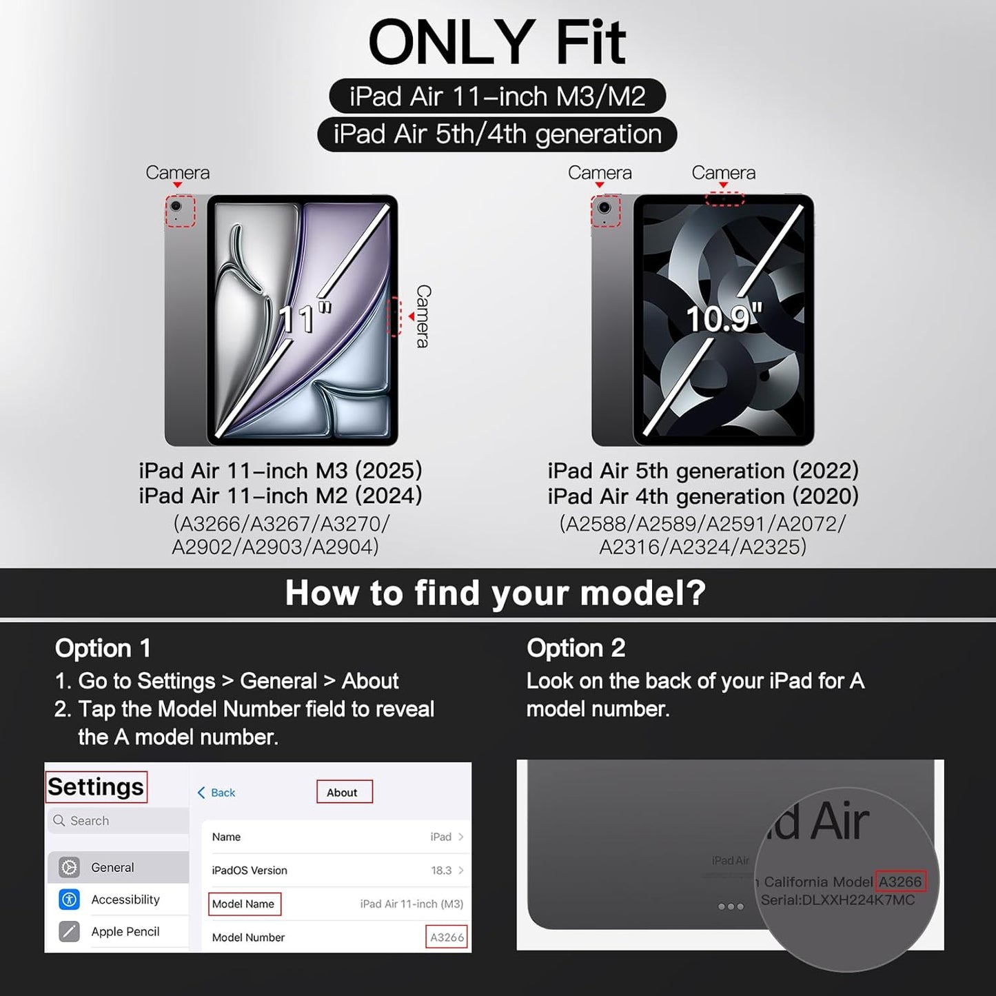 JETech Keyboard Case for iPad Air 11-Inch M3/M2 (2025/2024), iPad Air 5th/4th (10.9-Inch 2022/2020) with Pencil Holder, Magnetic Detachable Bluetooth Keyboard, TPU Back Stand Cover (Space Gray)