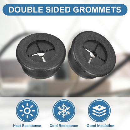 uxcell 4Pcs Cable Cord Grommet, 1"(25mm) Rubber Desk Grommets Wire Pass Through Hole Cover with Marked Cable Ties for Home Office Cable Wire Protection, Black