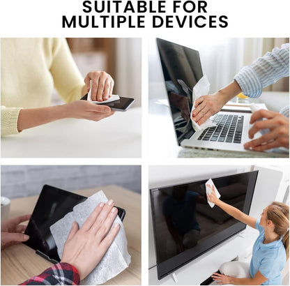 EVEO Electronic Wipes Screen Cleaner - Screen Wipes TV Screen Cleaner Wipes, Computer Screen Wipes, Laptop Screen Cleaner, ipad & Monitor Cleaner, Screen Cleaning Wipes - [90 Wipes + Microfiber Cloth]