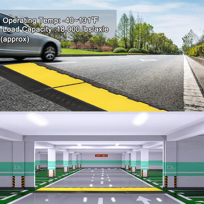 CXRCY 5 Channel Cable Protectors Ramp, 2Pack Cable Ramps,18000lbs Capacity Heavy Duty Rubber Driveway Traffic Speed Bumps Hose Cord Cable Protector Ramp for Wire/Hose/Pipe Hider