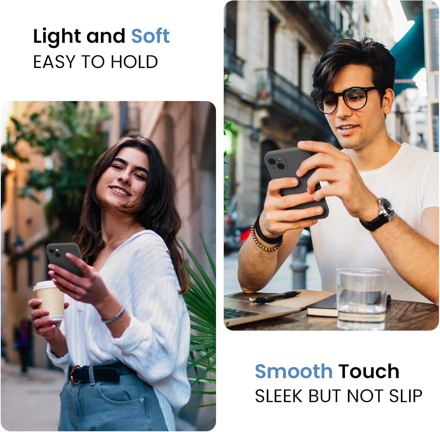 FireNova Designed for iPhone 15 Plus Case, Silicone [Camera Protection] Case with [2 Screen Protectors], Soft Anti-Scratch Microfiber Lining Inside, 6.7 inch, Space Gray