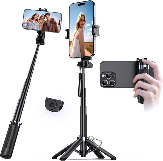 UBeesize Mini Selfie Stick Tripod with Remote, Pocket-Size Phone Stand for iPhone 16 Pro Max/Android, 360° Rotating Holder for Travel, Vlogging, TikTok, Live Streaming