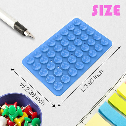 2PACK Silicone Double Sided Suction Phone Case Mount, Detachable Hands Free & Strong Grip Holder for Selfies & Videos, Compatible iPhone Android (Blue, 2Pack 40 Suction Cups)