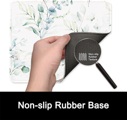 ITNRSIIET Mouse Pad with Stitched Edge Premium Textured Smooth Precise Operation Waterproof Washable Non-Slip Rubber Base Desktop Protection Mat, 10.2×8.3×0.12 inches, Leaves and Branches