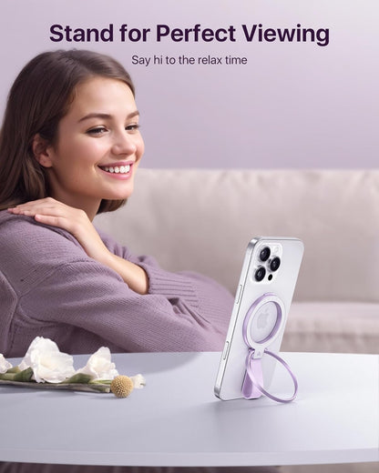 andobil [2025 Unrivaled Stability] Magnetic Phone Grip Holder for MagSafe Ring Stand Holder Kickstand Compatible with MagSafe Accessories for iPhone 16 Pro Max Plus iPhone15/14/13/12&Android,Purple