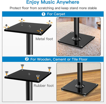 PERLESMITH Universal Floor Speaker Stands 26 Inch for Surround Sound, Klipsch, Sony, Edifier, Yamaha, Polk & Other Bookshelf Speakers Weight up to 22lbs - 1 Pair