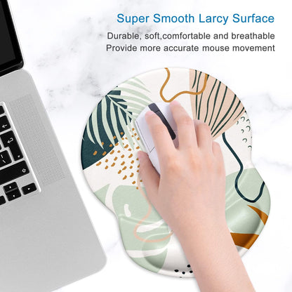 ITNRSIIET Ergonomic Mouse Pad with Gel Wrist Support Small Wrist Rest Smooth Surface Non-Slip PU Base Comfortable Office Supplies Pain Relief, 8.7 x 7.2 inches, Tropical Plants