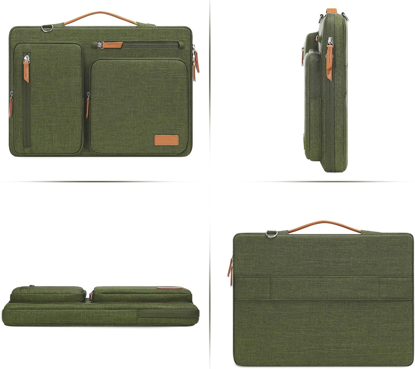 MOSISO 360 Protective Laptop Shoulder Bag,13-13.3 inch Computer Bag Compatible with MacBook, HP, Dell, Lenovo, Asus Notebook,Side Open Messenger Bag with 4 Zipper Pockets&Handle, Olive Green