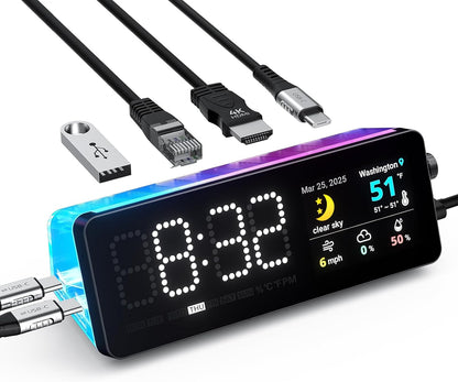 LTC Laptop Docking Station, 7-in-1 USB C Hub with Screen, Multiple Built-in Apps, Multiport Adapter with HDMI 4K@60Hz, 90W Power Delivery, USBC & USBA Data Ports, Dongle for MacBook, Dell, and More