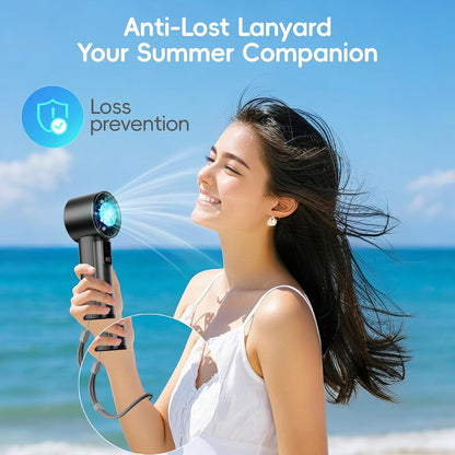 PANERGY High Speed Handheld Fan with Ice Cooler,1-100 Speed Adjustable Mini Turbo Fan, 4000mAh Battery Rechargeable & Digital Display,Gifts for Women Men Travel/Office/Beach/Camping(Black)