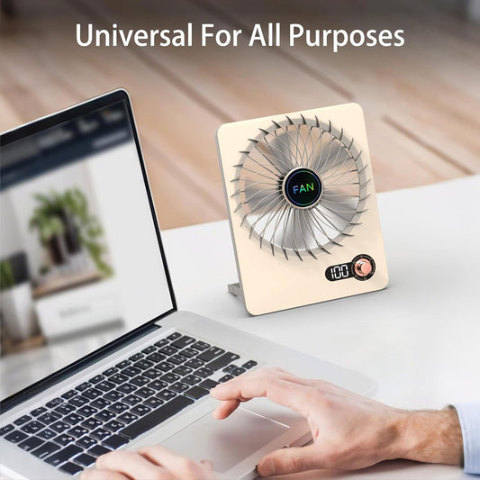 Mini Portable Fan, Silent Rechargeable Desk & Handheld with Adjustable Speeds & Angles, Long-Lasting Battery, Light Personal Wireless Cooling for Office, Bedroom, Classroom, Travel